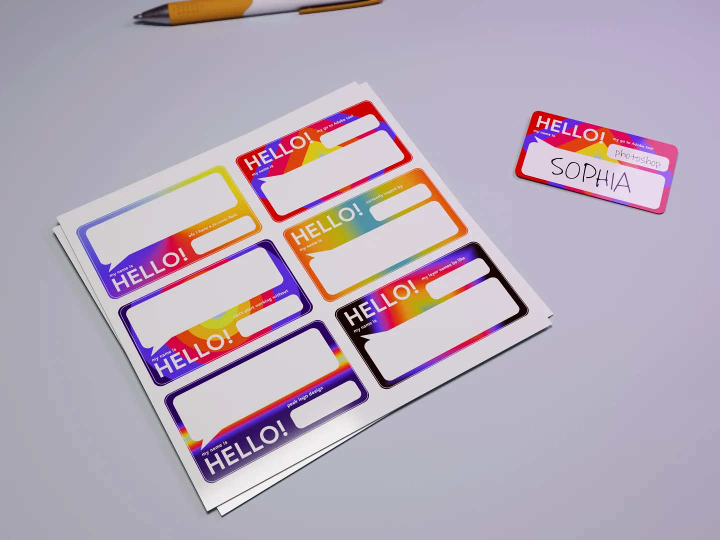 Adobe meetup name tag mockup